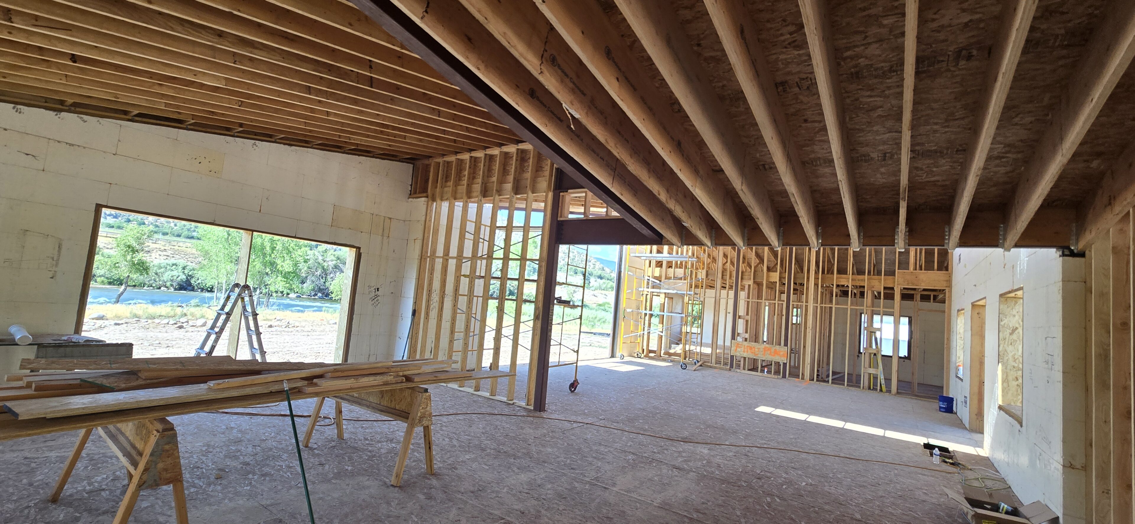 A room with wood floors and walls in it.